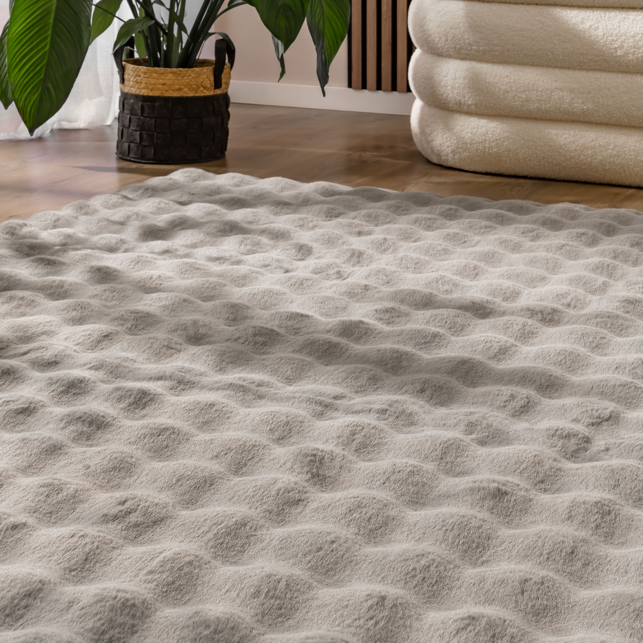 Kibek Kunstfell-Teppich - Heltborg Grau 80 x 150 cm 100% Polyester