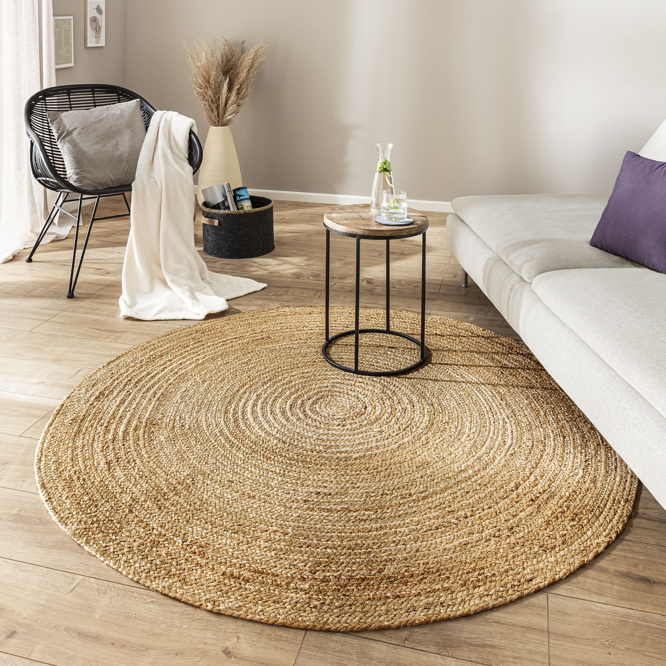 Kibek Jute-Teppich - Manacor Beige 300 cm Ø 100 % Jute