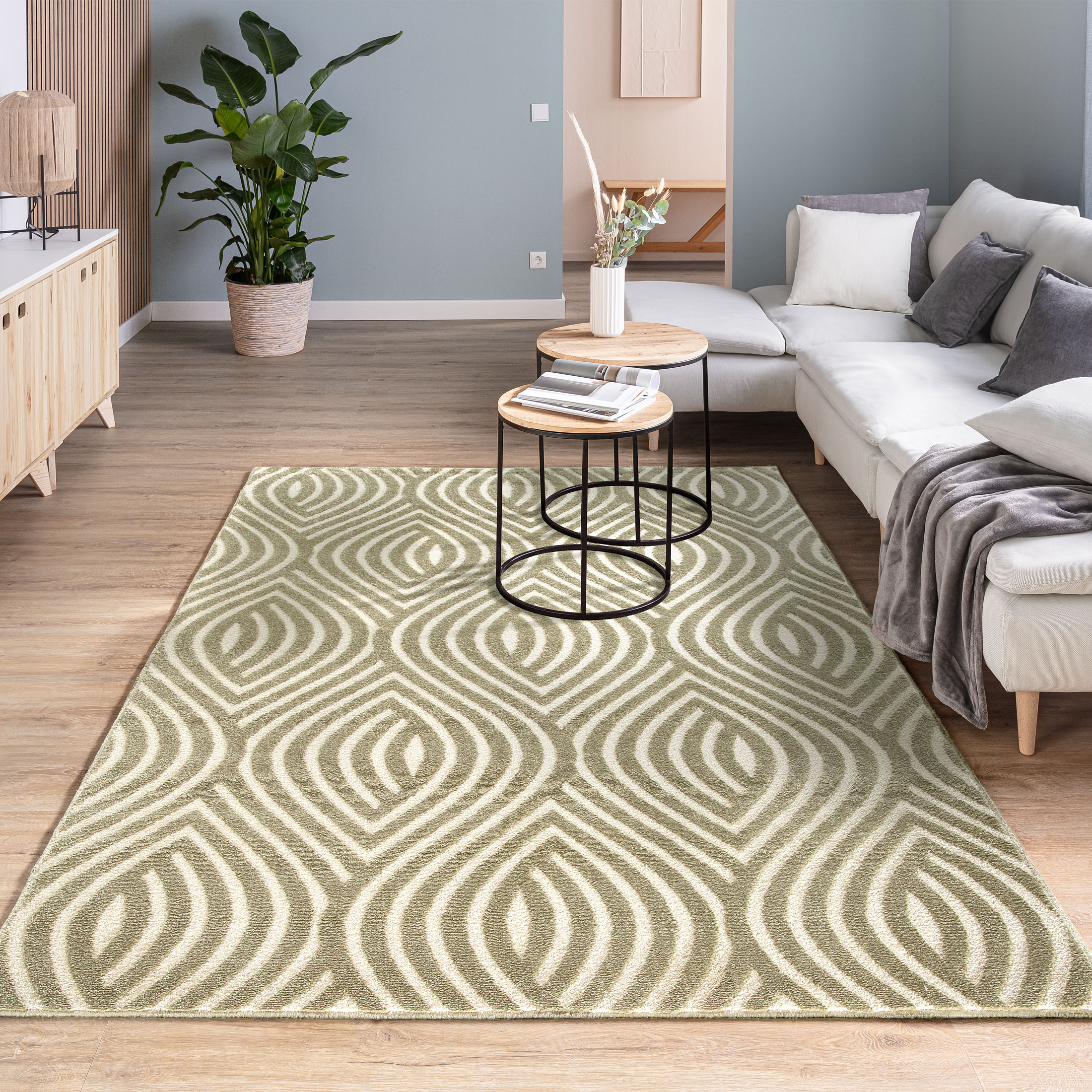 Kibek Moderner Teppich - Rombo Grün 240 x 340 cm