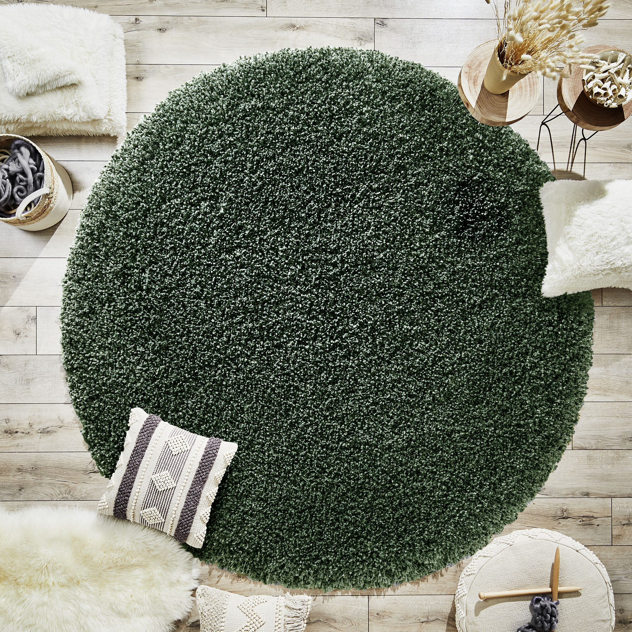 Kibek Hochflor-Teppich - Creation Grün 160 cm Ø