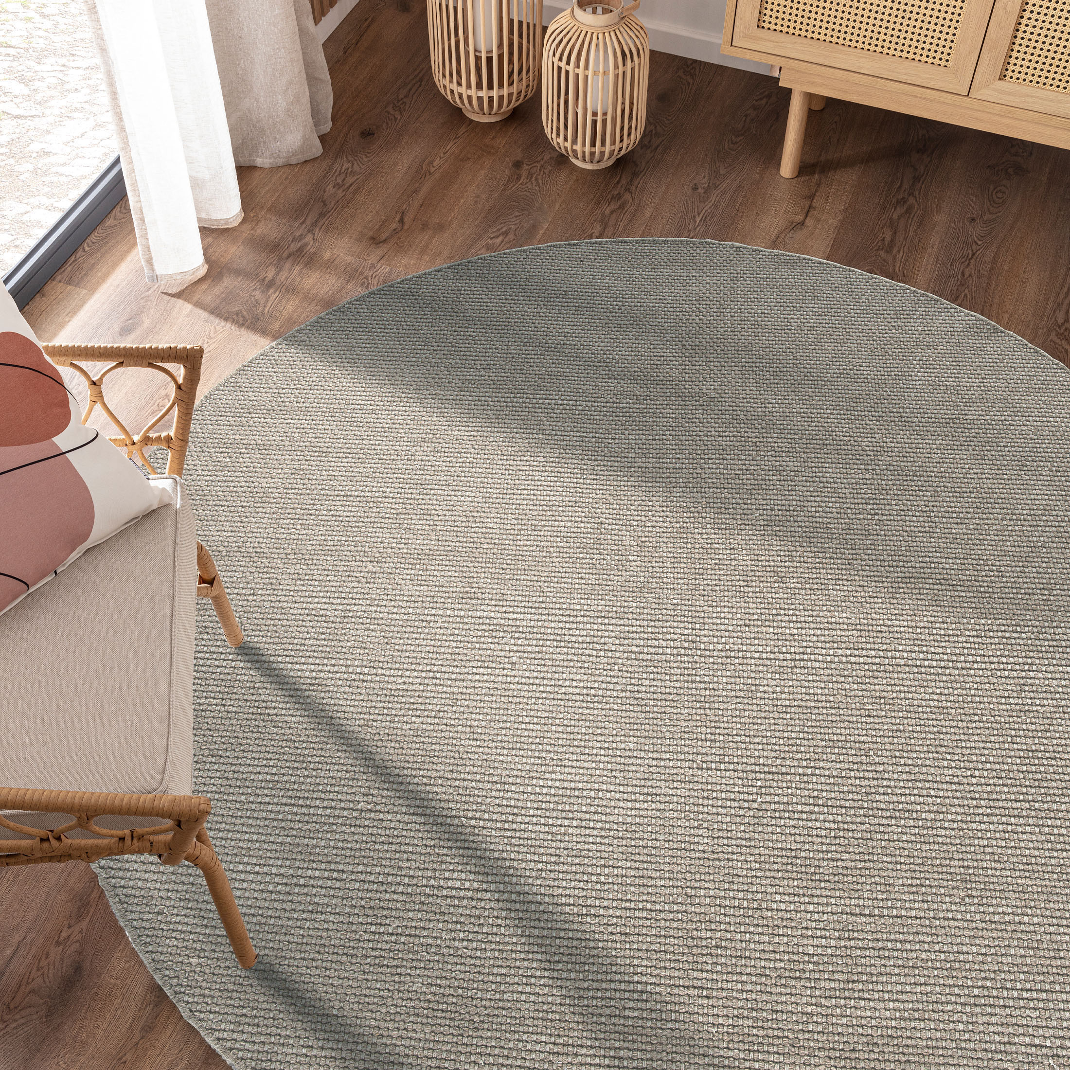 Kibek Woll-Teppich - Haderup Silber 150 cm Ø