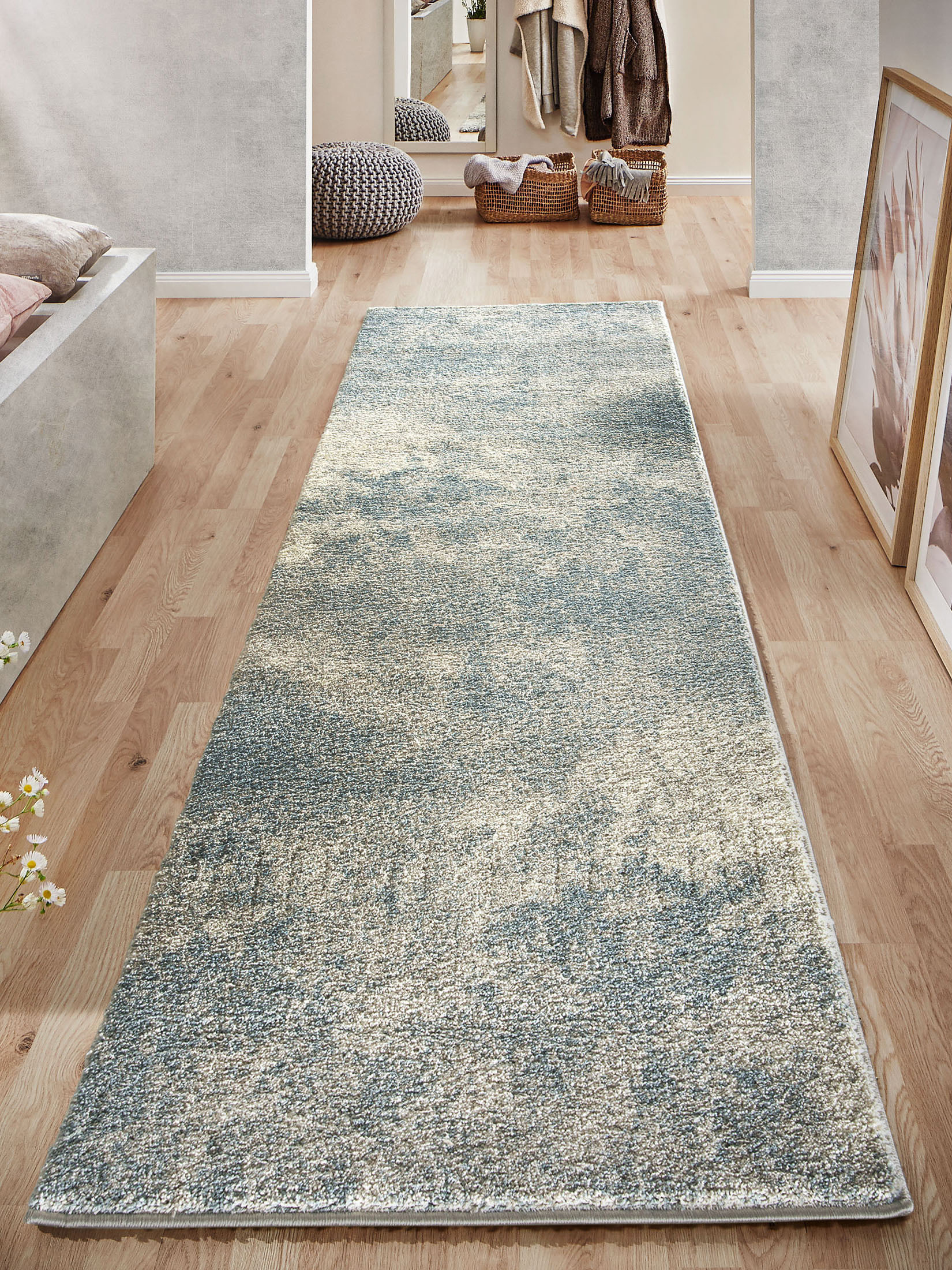 Kibek Läufer - Kumulus Blau 100 cm breit