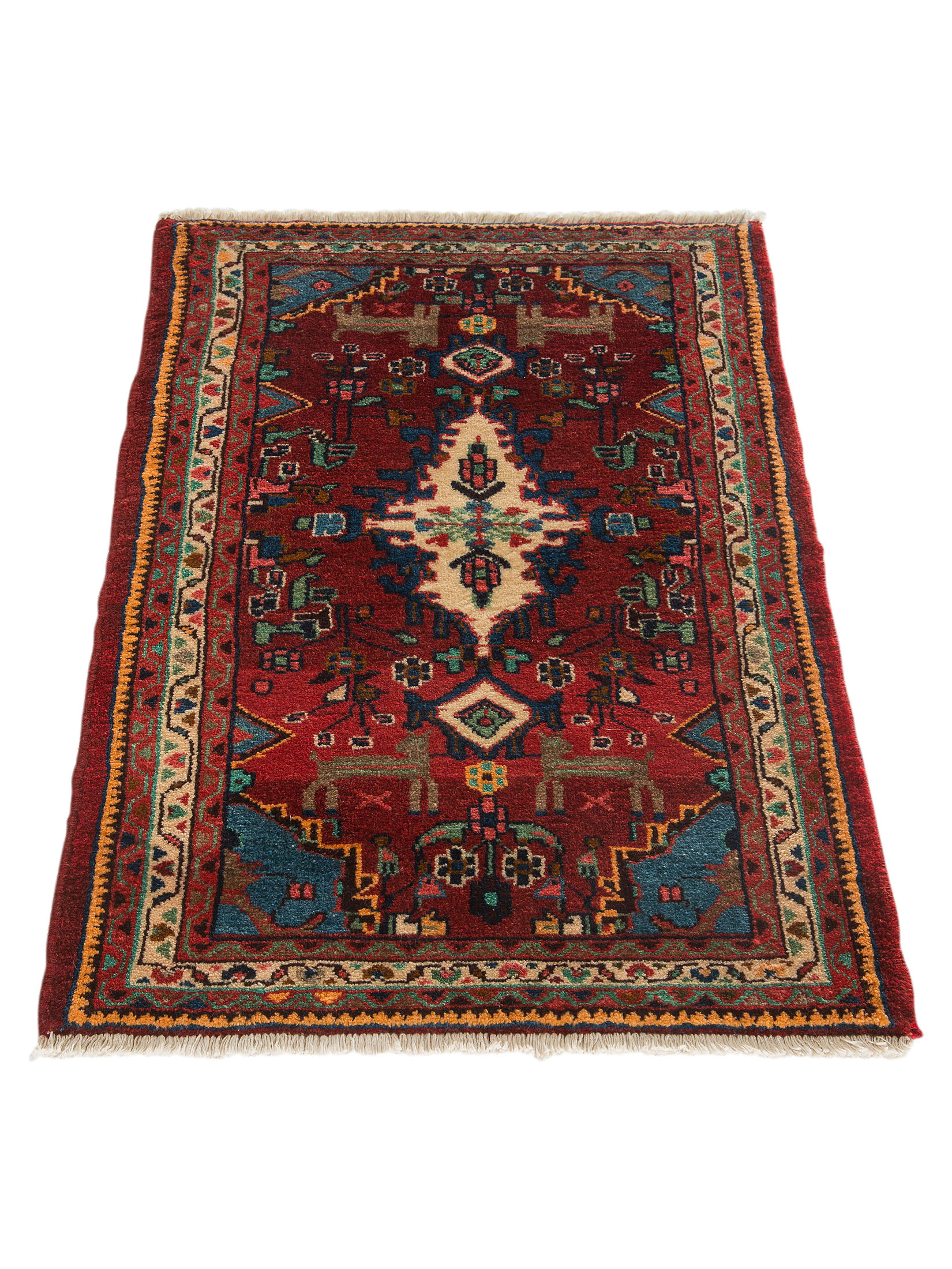 Kibek Unikat / Einzelstück - Hamadan Rot 70 x 140 cm 100% Schurwolle