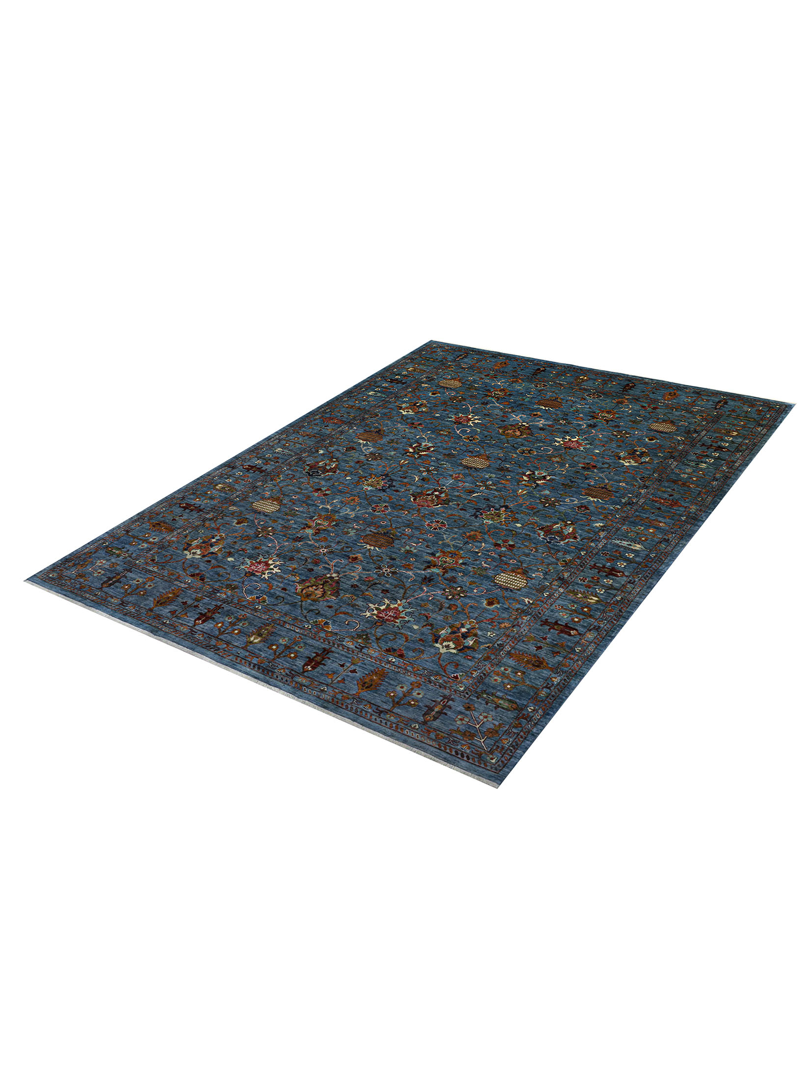 Kibek Unikat / Einzelstück - Kazak Phool Blau 250 x 350 cm 100% Schurwolle